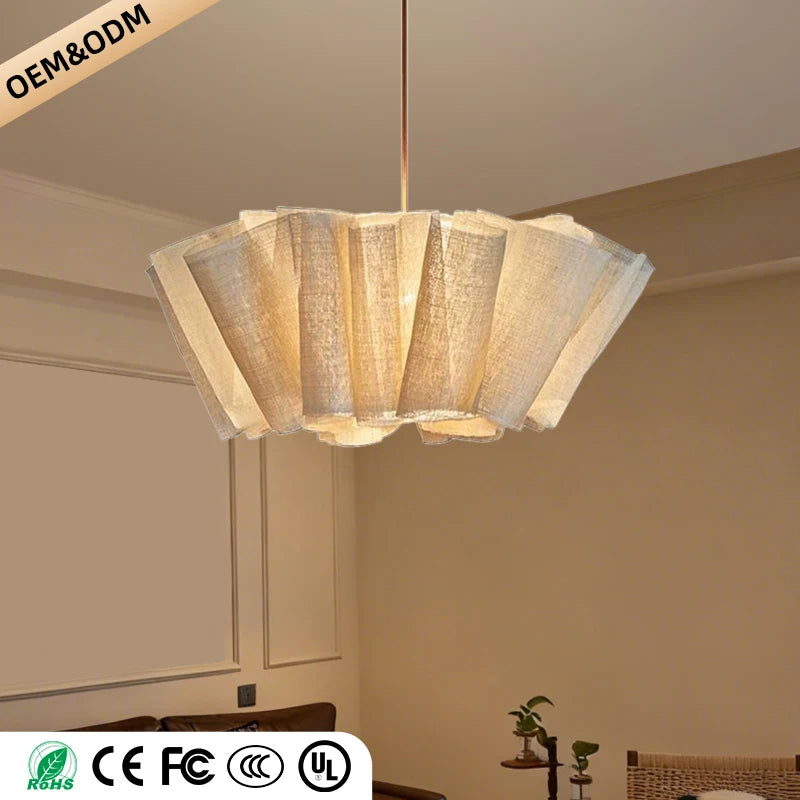 Wabi Sabi Chandelier Handmade Fabric LED Pendant Lights Vintage Living Room Study Clothes Shop Restaurant Designer Hanging Light Brielle & Oak