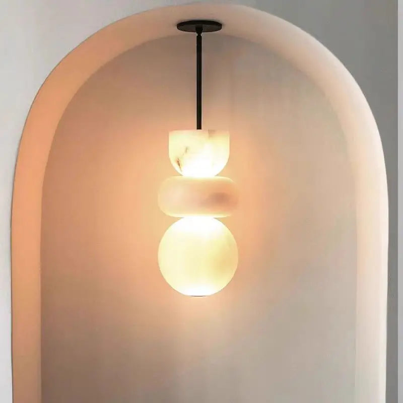 Modern Art Design Spanish Marble Villa room kitchen Pendant light Nordic Minimalist alabaster indoor Ceiling chandelier decor