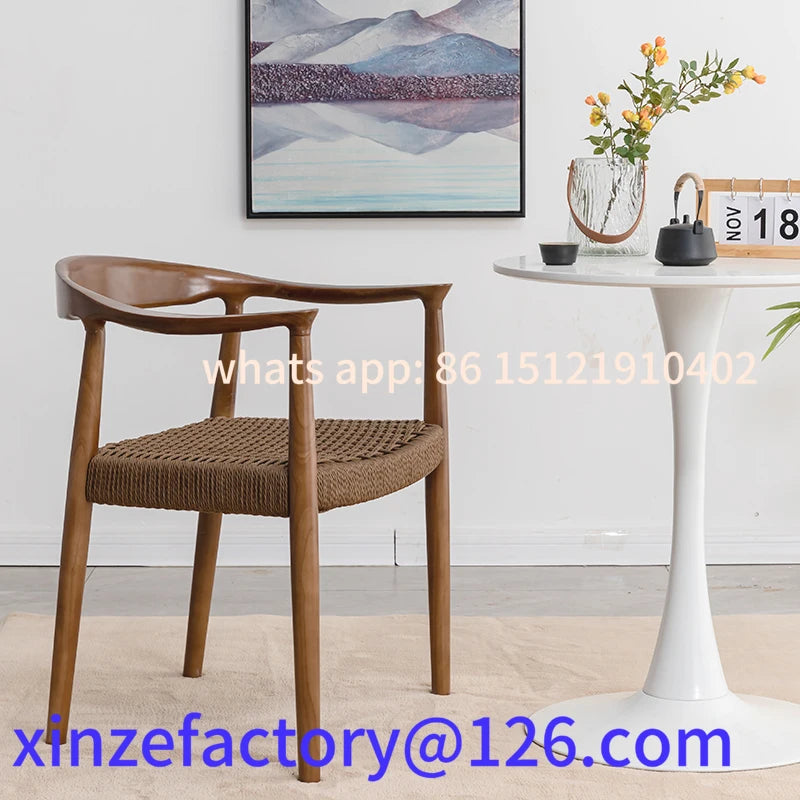 Customizable Solid Wood Lounge Chair Modern Armchair with Woven Rope Executive Office Chair for Study Room Comfortable Living Ro Brielle & Oak