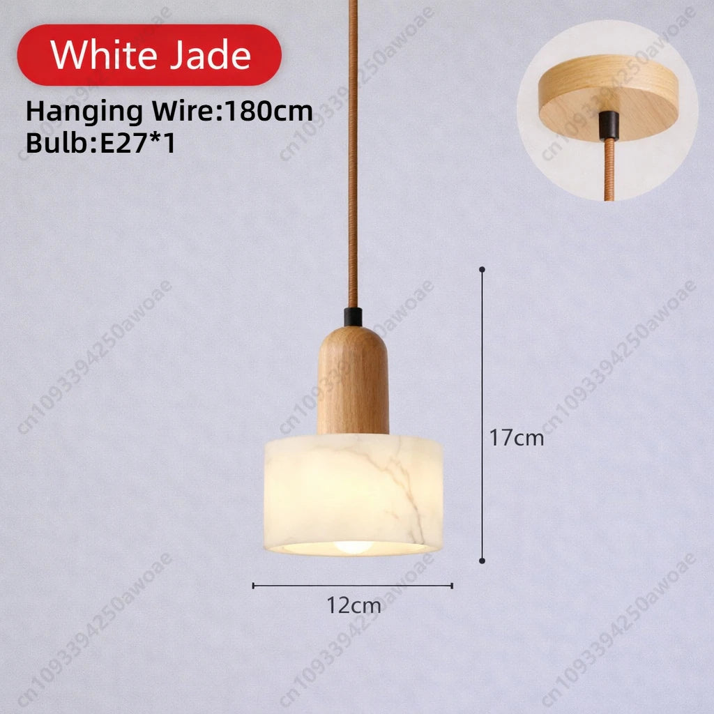Modern Natural Stone Pendant Light, Travertine/Marble/Terrazzo/Calacatta Stone Hanging Lamp for Kitchen Island Bedroom Bedside