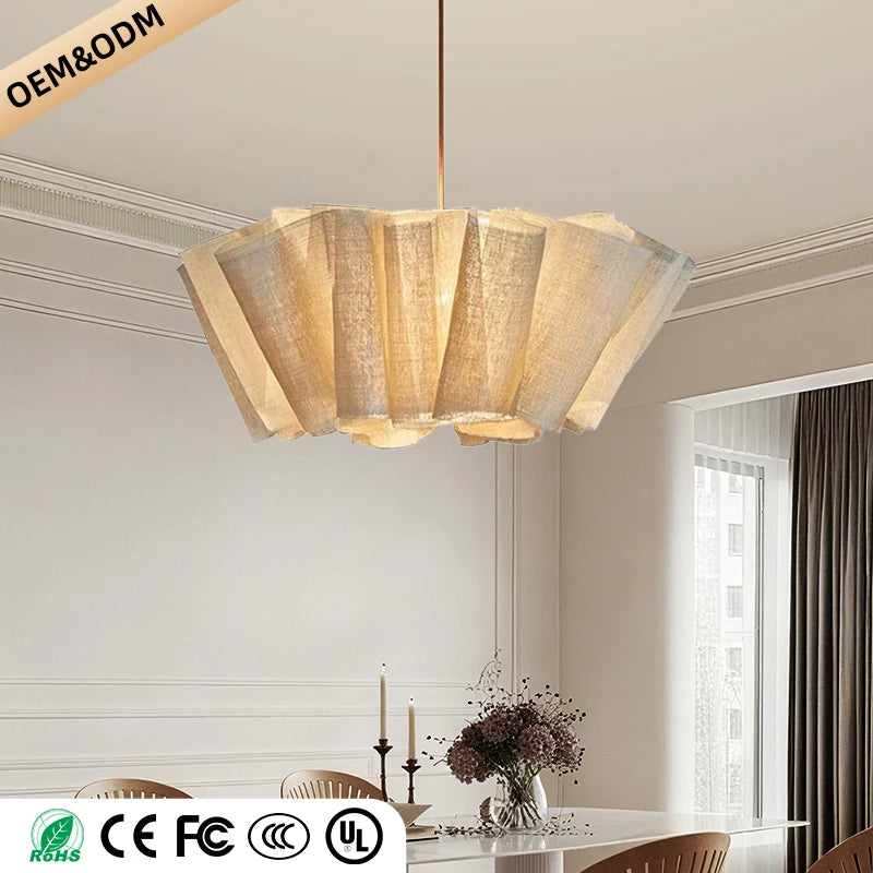 Wabi Sabi Chandelier Handmade Fabric LED Pendant Lights Vintage Living Room Study Clothes Shop Restaurant Designer Hanging Light Brielle & Oak