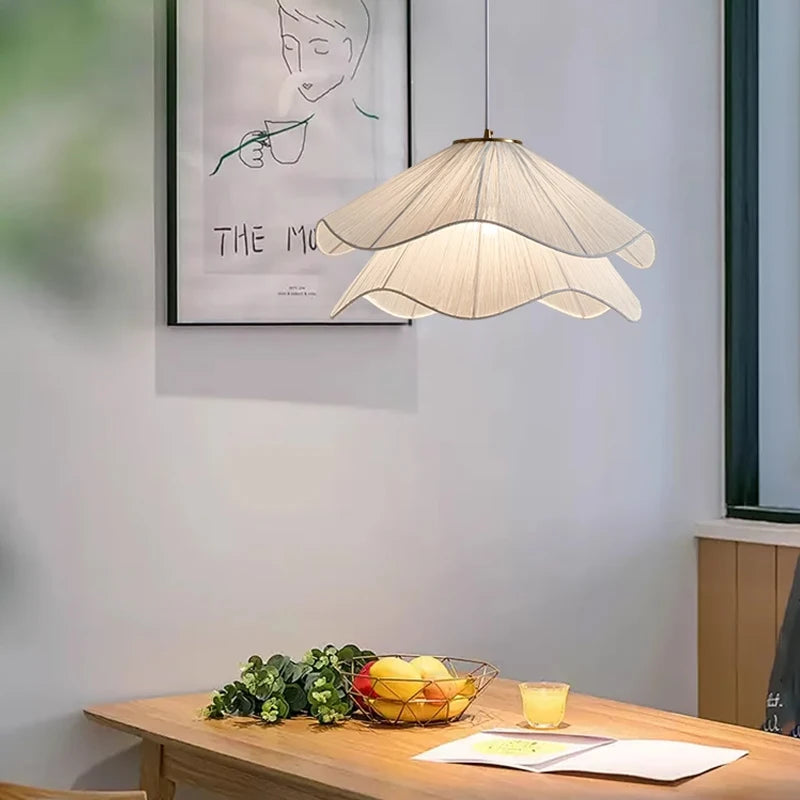 Nordic Minimalist Wabi Sabi Creamy Wind Fabric Chandelier Living Dining Room Bedroom Pendant Lights Home Hanging Lamp Fixture Brielle & Oak