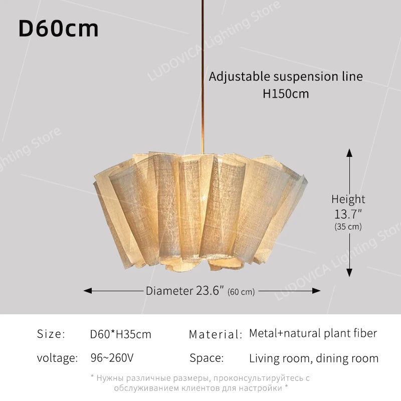 Wabi Sabi Chandelier Handmade Fabric LED Pendant Lights Vintage Living Room Study Clothes Shop Restaurant Designer Hanging Light Brielle & Oak