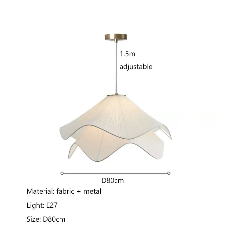 Nordic Minimalist Wabi Sabi Creamy Wind Fabric Chandelier Living Dining Room Bedroom Pendant Lights Home Hanging Lamp Fixture Brielle & Oak