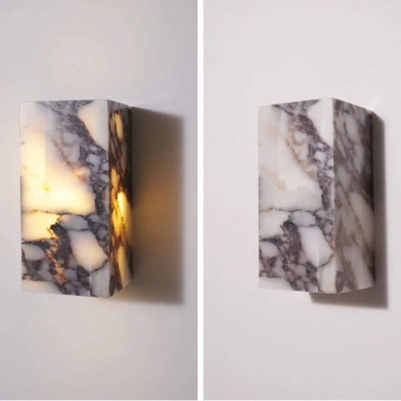 IWHD Outdoor Waterproof LED Wall Light Fixture Nordic Modern Foyer Corridor Vanity Wabi Sabi Rectangle Marble Stone Bedside lamp Brielle & Oak