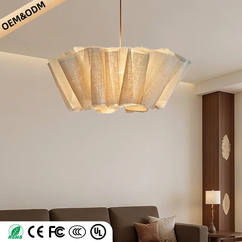 Wabi Sabi Chandelier Handmade Fabric LED Pendant Lights Vintage Living Room Study Clothes Shop Restaurant Designer Hanging Light Brielle & Oak