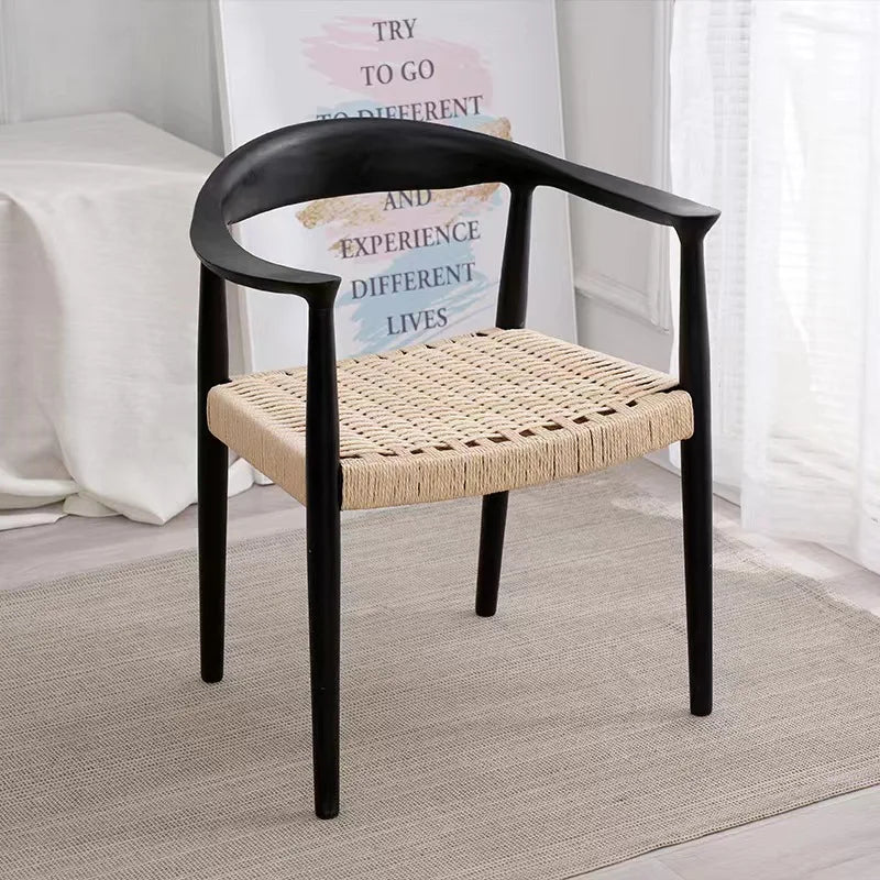 Customizable Solid Wood Lounge Chair Modern Armchair with Woven Rope Executive Office Chair for Study Room Comfortable Living Ro Brielle & Oak