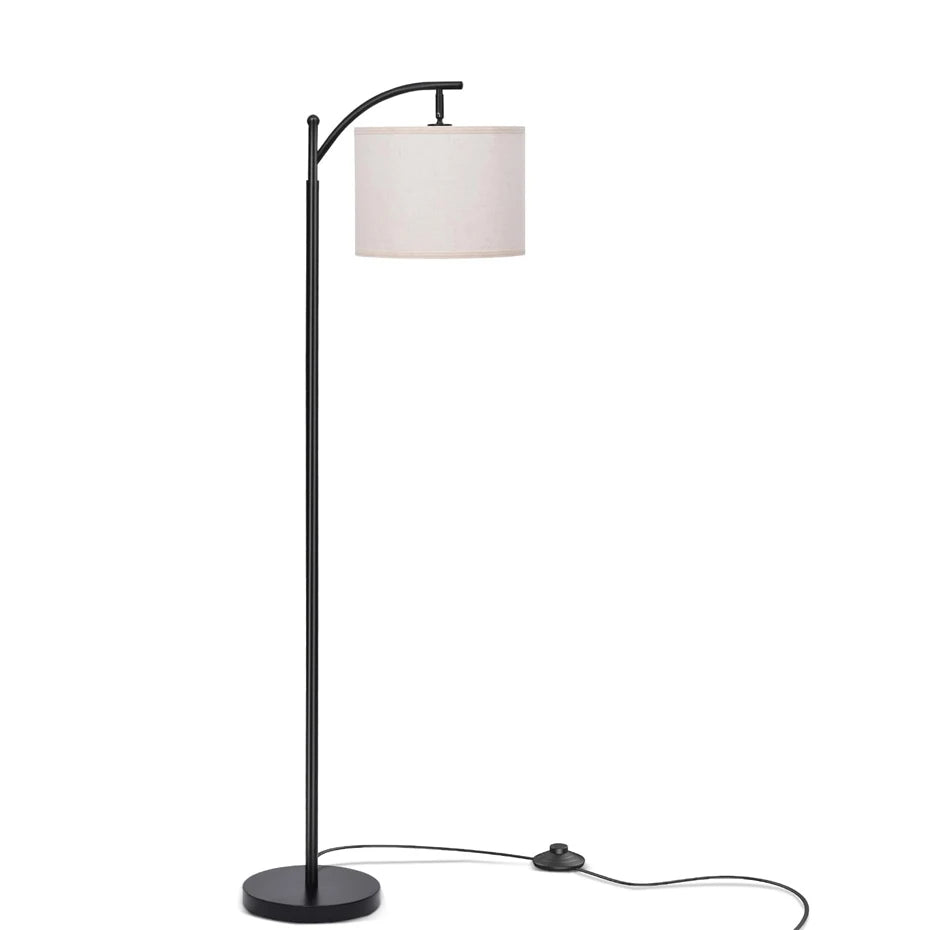 Modern Arc Floor Lamp with Adjustable Linen Shade | 3 Color Dimmable LED Standing Light for Living Room Bedroom & Office Decor