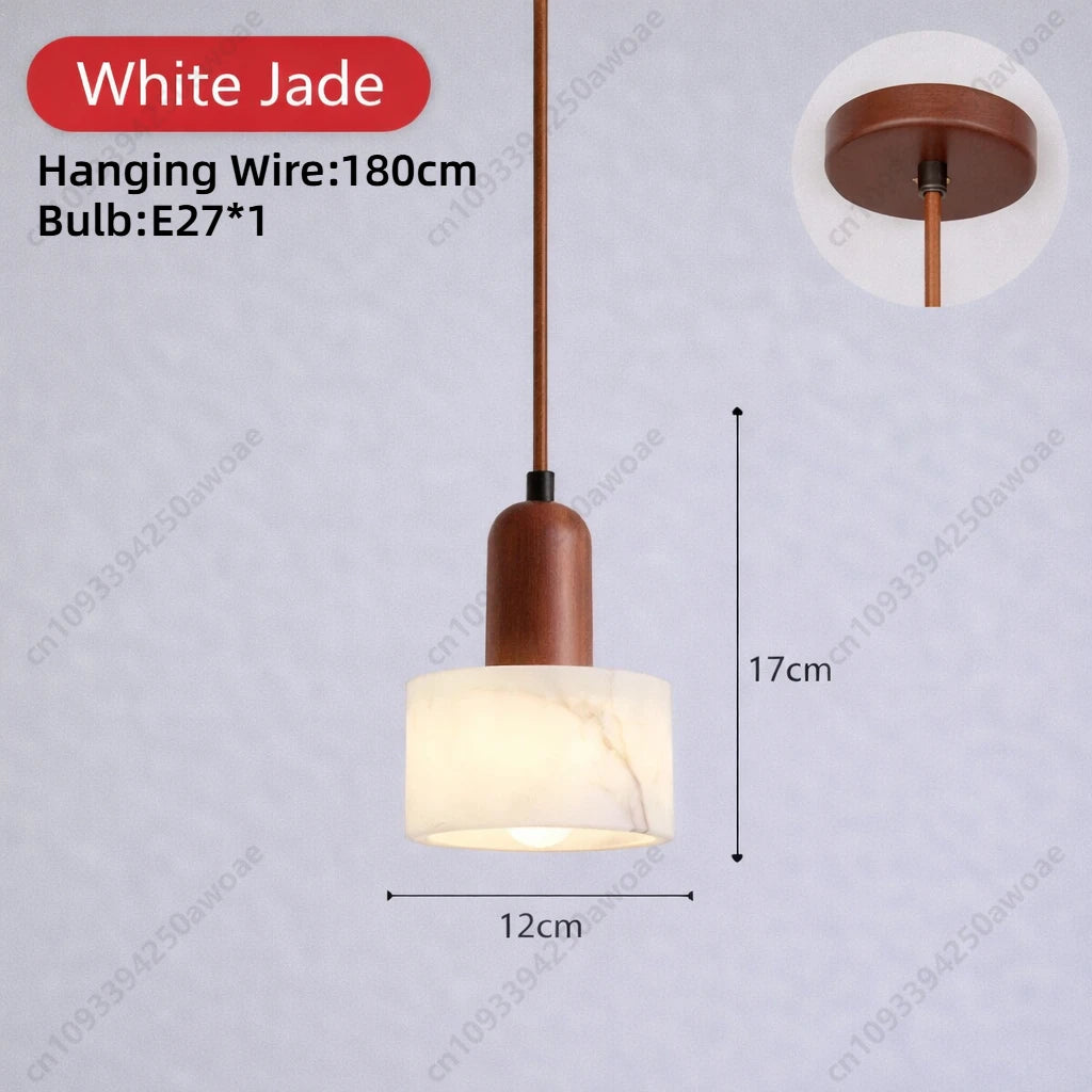 Modern Natural Stone Pendant Light, Travertine/Marble/Terrazzo/Calacatta Stone Hanging Lamp for Kitchen Island Bedroom Bedside