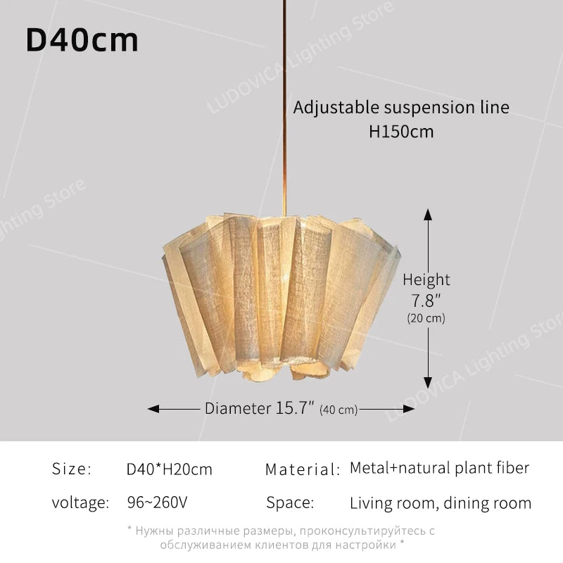 Wabi Sabi Chandelier Handmade Fabric LED Pendant Lights Vintage Living Room Study Clothes Shop Restaurant Designer Hanging Light Brielle & Oak