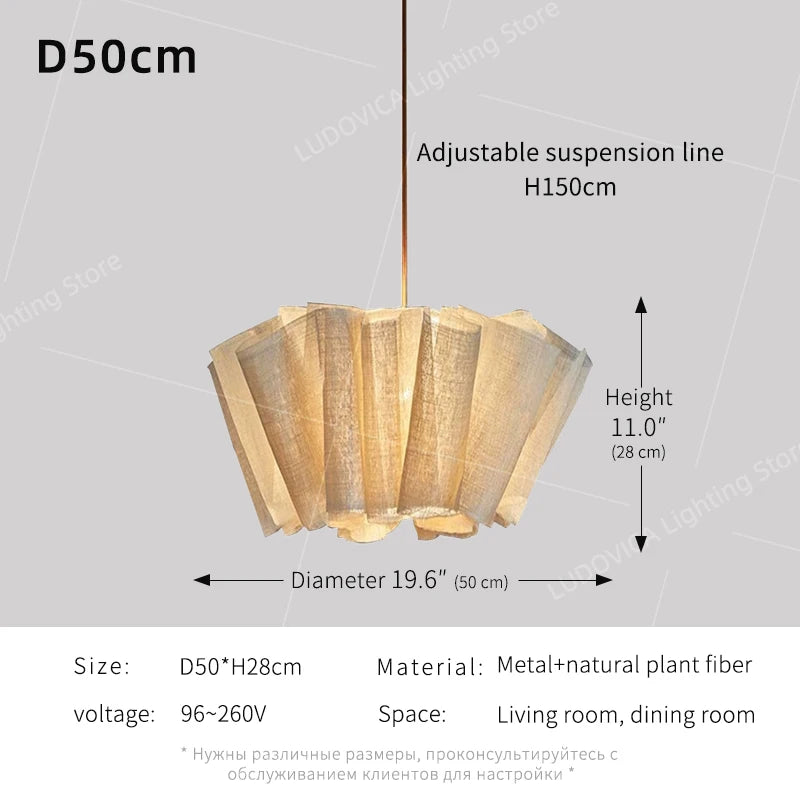 Wabi Sabi Chandelier Handmade Fabric LED Pendant Lights Vintage Living Room Study Clothes Shop Restaurant Designer Hanging Light Brielle & Oak