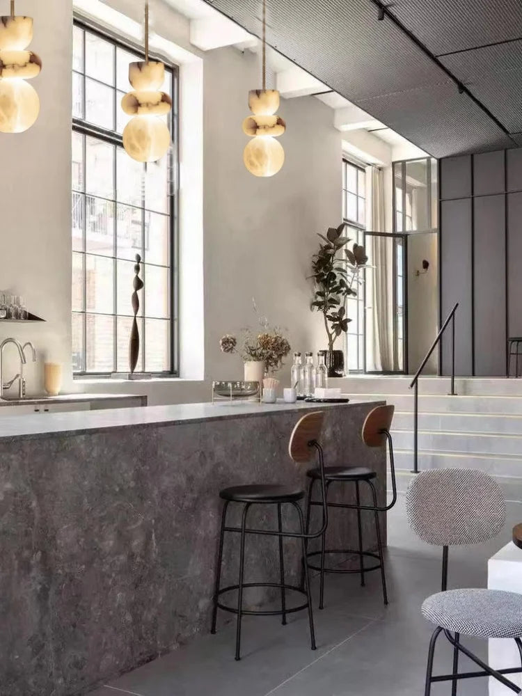 Modern Art Design Spanish Marble Villa room kitchen Pendant light Nordic Minimalist alabaster indoor Ceiling chandelier decor
