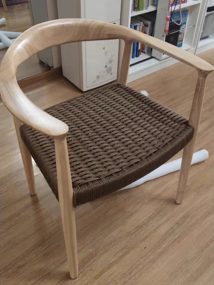 Customizable Solid Wood Lounge Chair Modern Armchair with Woven Rope Executive Office Chair for Study Room Comfortable Living Ro Brielle & Oak