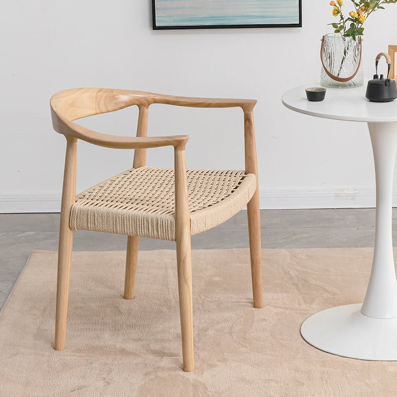 Customizable Solid Wood Lounge Chair Modern Armchair with Woven Rope Executive Office Chair for Study Room Comfortable Living Ro Brielle & Oak