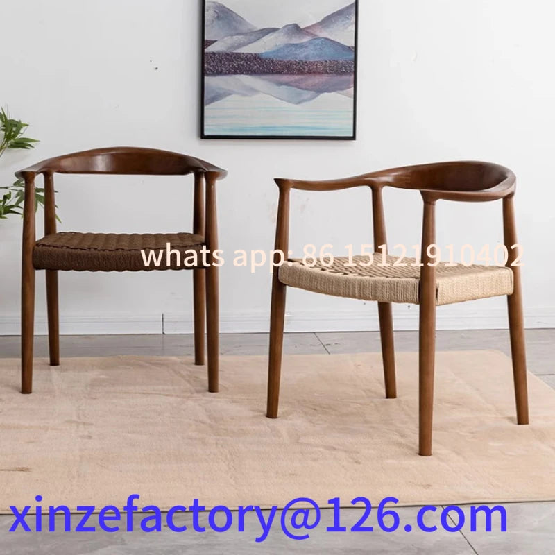 Customizable Solid Wood Lounge Chair Modern Armchair with Woven Rope Executive Office Chair for Study Room Comfortable Living Ro Brielle & Oak