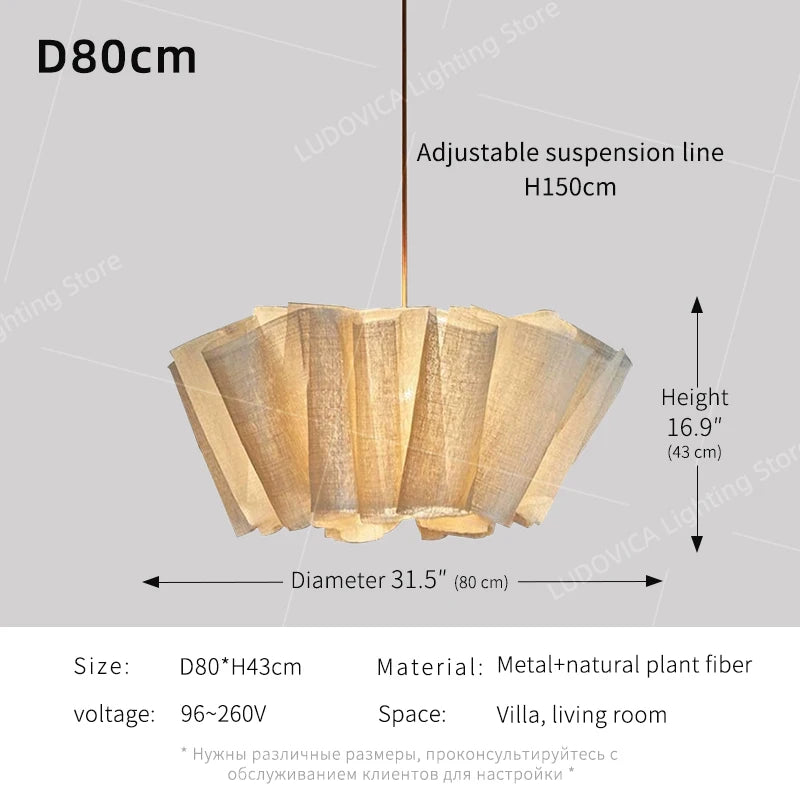 Wabi Sabi Chandelier Handmade Fabric LED Pendant Lights Vintage Living Room Study Clothes Shop Restaurant Designer Hanging Light Brielle & Oak
