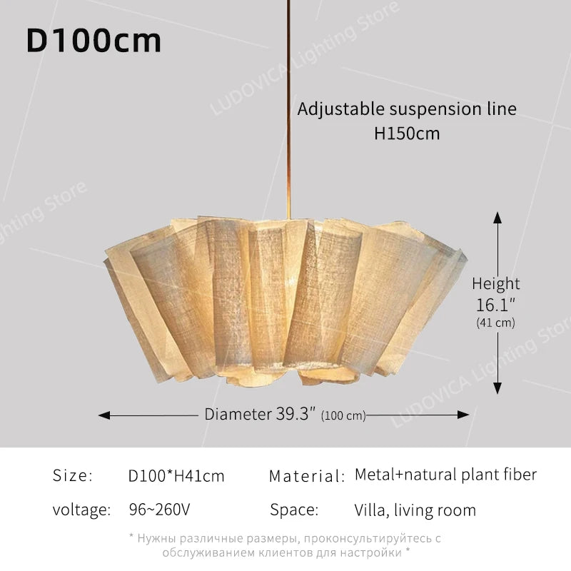 Wabi Sabi Chandelier Handmade Fabric LED Pendant Lights Vintage Living Room Study Clothes Shop Restaurant Designer Hanging Light Brielle & Oak