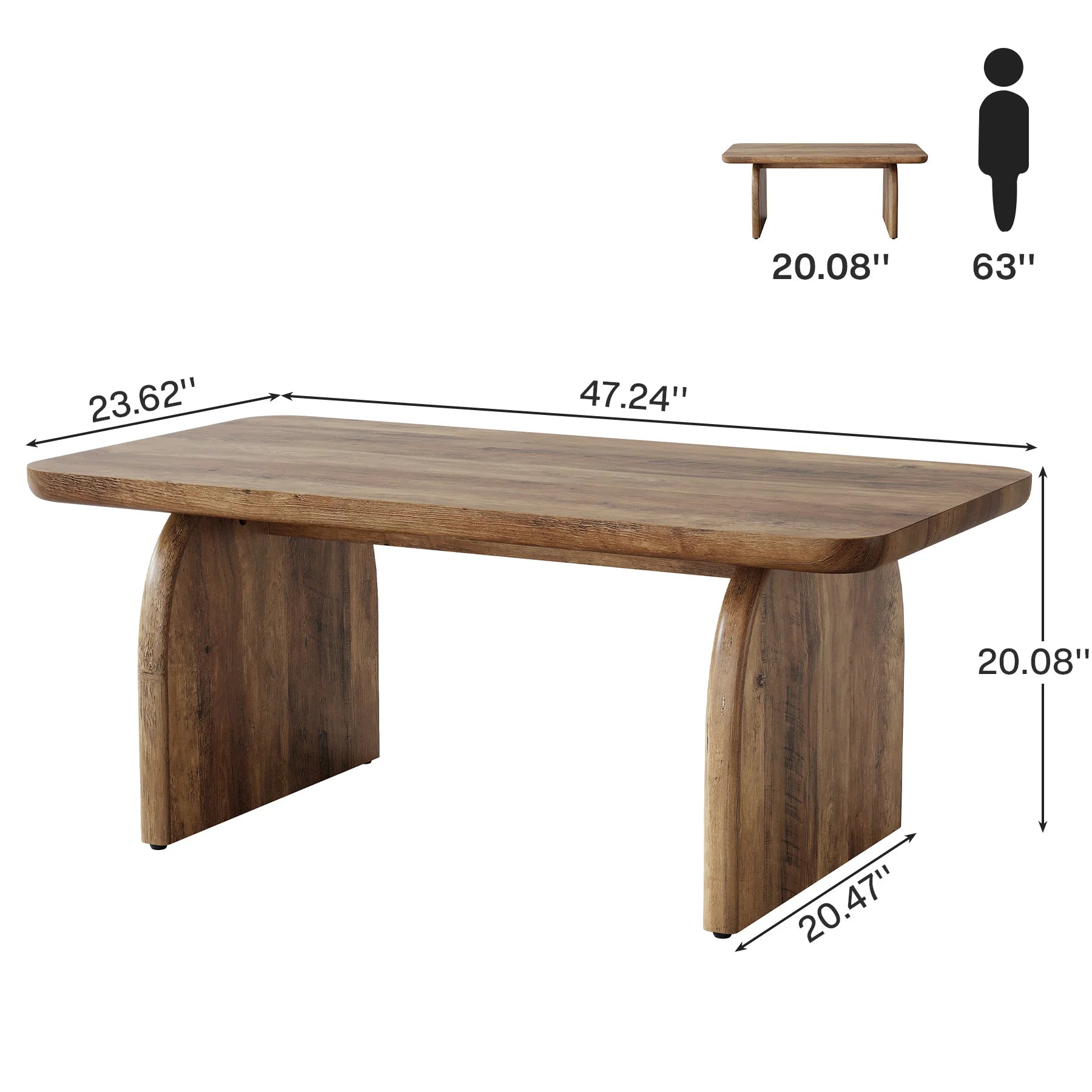 Tribesigns Farmhouse Rectangular Coffee Table, 47.24-Inch Engineered Wood Center Cocktail Tea Table with Sturdy Base Brielle & Oak