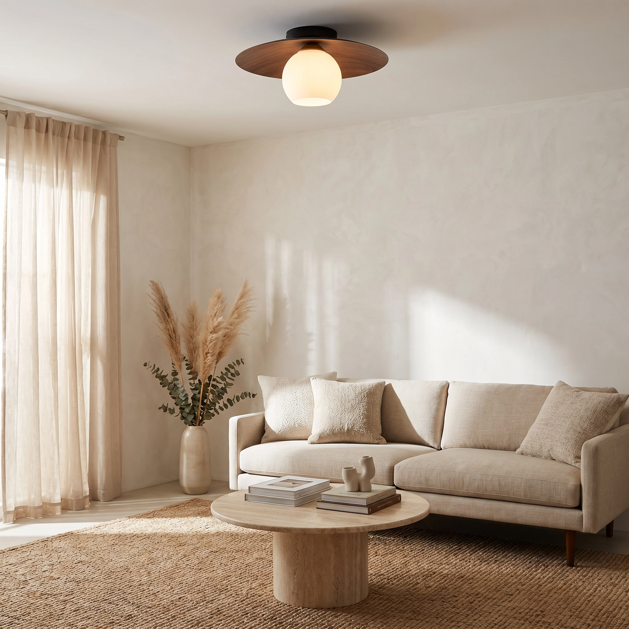 Wood Grain LED Ceiling Light for Bedroom & Living Room